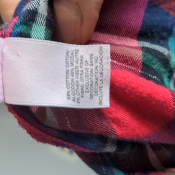 Victoria's Secret, Button down, Red/Green/Navy Plaid Night Shirt, Sz. Small, 33" - Picture 8 of 10